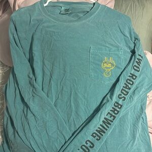 Two Roads Brewing Co long sleeve on Comfort Colors XL in light teal/green